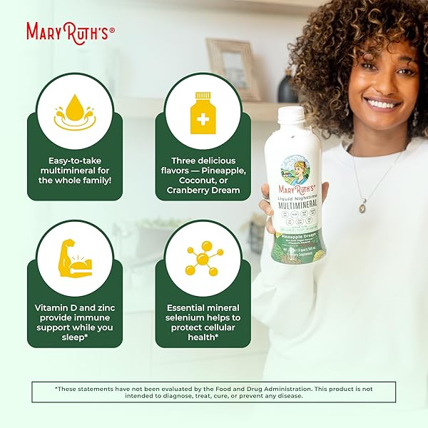 MARYRUTH ORGANICS LIQUID NIGHTTIME MULTIMINERAL | NO MELATONIN | MAGNESIUM CITRATE | CALCIUM | ZINC | VITAMIN D3| AVAILABLE IN 4 FLAVORS | VEGAN | SUGAR FREE | GLUTEN FREE | 32 OZ