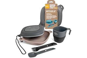 UCO 6-Piece Camping Mess Kit with Bowl, Plate, Camp Cup, and Switch Spork Utensil Set