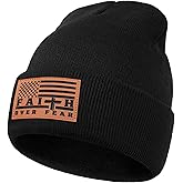 Christian Cross Beanie Hats for Men Women, Faith Winter Cuffed Hats, Religious Gifts for Thanksgiving Christmas New Years