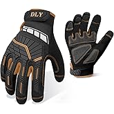 DLY Heavy Duty Work Gloves, Impact Protection Mechanic Gloves, Synthetic Leather Work Gloves, Touchscreen Capable