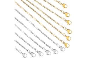 Topacket 24 Pack Necklace Chains Bulk,Gold and Silver Stainless Steel DIY Cable Link Chains for Jewelry Making 18 Inches