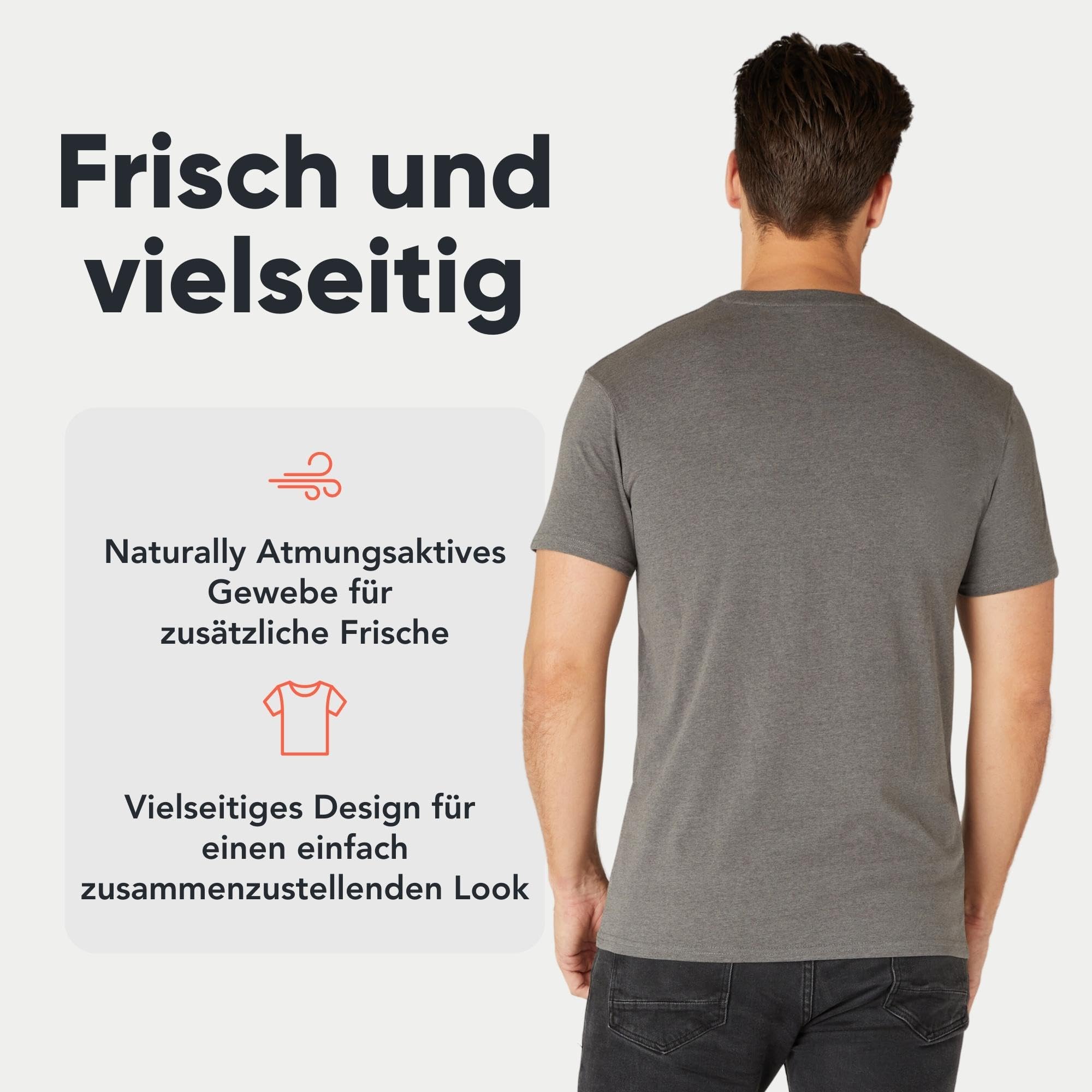 Fm London Herren-t-shirt (3/5er-pack) Herren T-Shirt , Schwarz, Grau, Weiß, Marineblau, Anthrazit (5er-pack), M 4