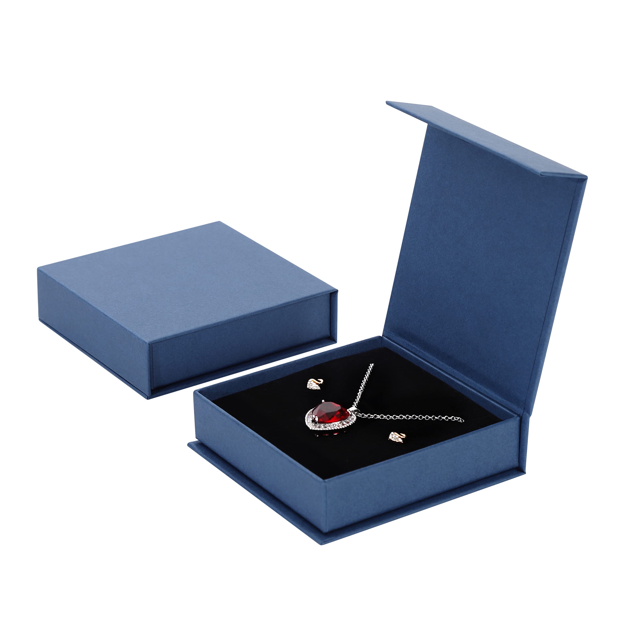 Photo 1 of Bssay 20 Pack Jewelry Gift Boxes Necklace Earring Ring Box Gift Box with Cotton Filled and Lids,Jewelry Box Gift Boxes 3.9x3.9x1.1inch (Blue)