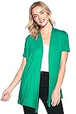 12 Ami Basic Solid Short Sleeve Open Front Cardigan