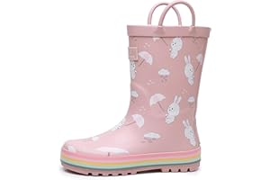 RAINANGEL Toddler Rain Boots with Easy-On Handles, Waterproof Rubber Kids Rain Boots for Girls and Boys, in Fun Printed & Colors Unisex-Child Outdoor Rain Boots
