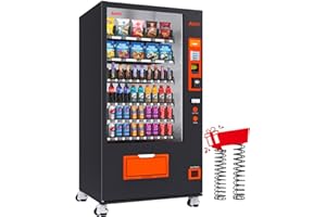 Afen Commercial Vending Machine with Bill & Coin Acceptor and Card Reader, 60 Slot Refrigerated Beverage Snack Combo Vending machine for Business, Durable Cashless Drink Vending in Bulk