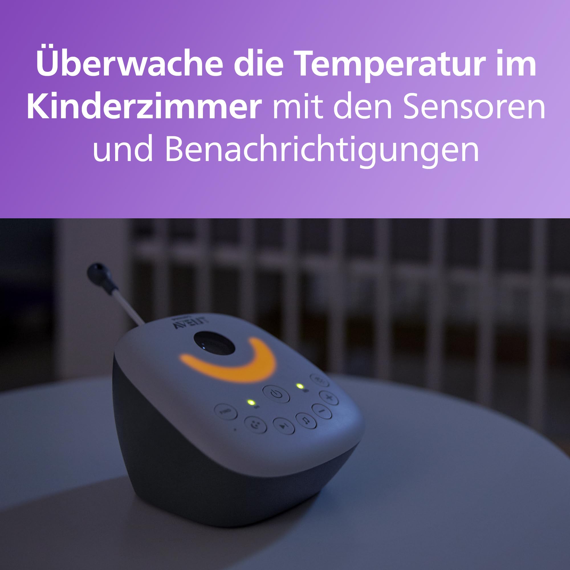 Philips AVENT Audio Babyphone, DECT-Technologie, Eco-Mode, Sternenhimmel, Gegensprechfunktion, Schlaf- und Nachtlieder, 18 Std. Laufzeit, maximale Reichweite, weiß (Modell SCD733/26) 4