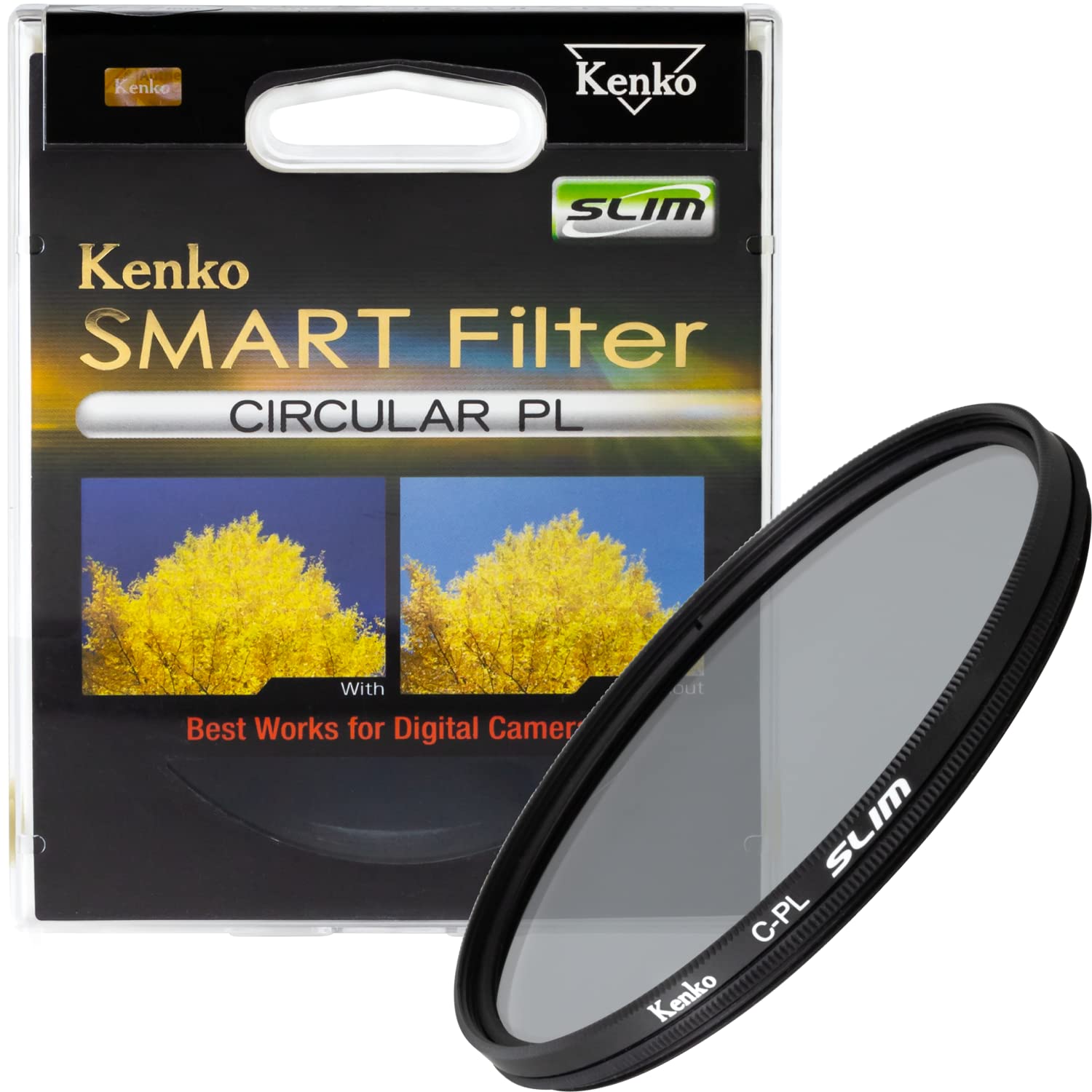 Kenko 77 mm Smart Circular Polarising Filter for Camera, Black