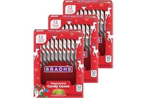 YUMMY CHEW Brachs Peppermint Candy Canes - Individually Wrapped Bulk Christmas Candy Canes - Holiday Classic Candy - Stocking Stuffer Candy - Bulk Candy Box (36 Count)