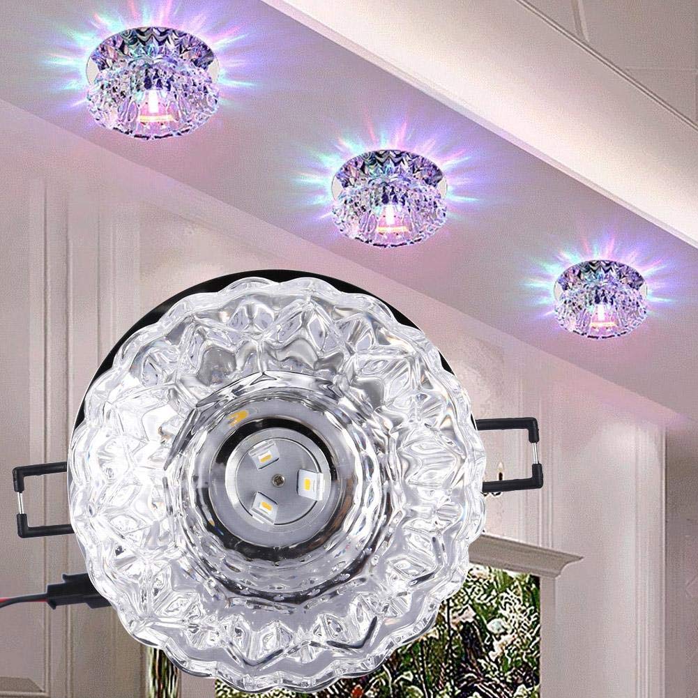 eecoo Crystal LED Downlight, 3W Recessed Ceiling Light with 5-8cm Aperture, LED Decorative Spotlight for Creative Corridor in Hallway, Hallway, Living Room, Bedroom(RGB)