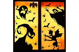 Hidreas Large Halloween Window Clings Stickers, Halloween Window Decorations Halloween Window Silhouette for Windows Glass Walls