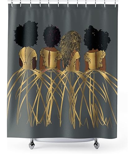 ผ้าม่านห้องน้ำ MESHELLY สำหรับเด็กผู้หญิงผิวสีดำ ขนาด 72x72 นิ้ว ลายดอกโบตั๋นสีเงิน ทำจากโพลีเอสเตอร์กันน้ำ พร้อมตะขอ 12 อัน