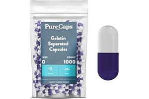 PureCaps USA - Empty Gelatin Capsules Size 0| 1,000 Separated Pills| Purple/White| Non-GMO Certified | SLS, Gluten, Preservative Free