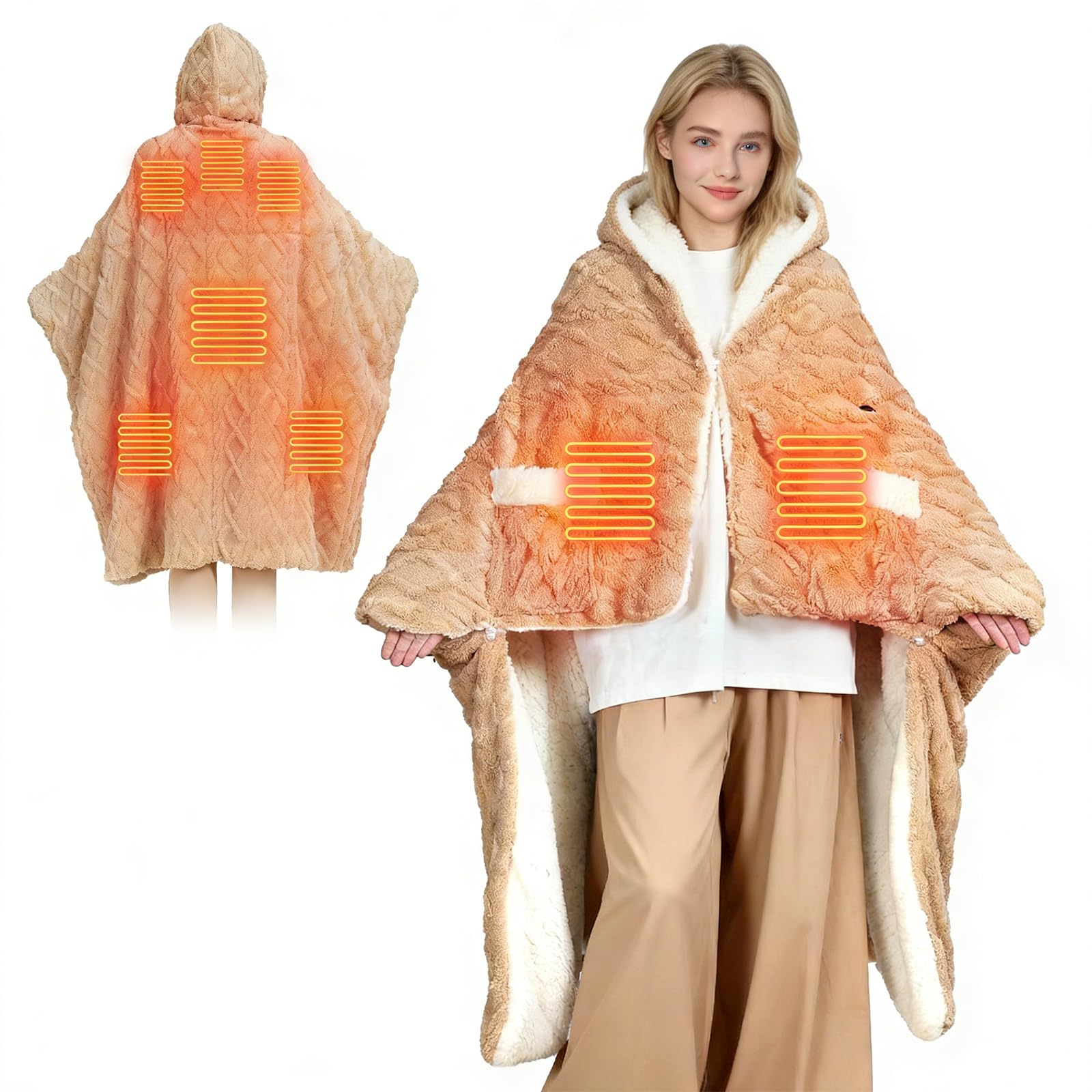 Photo 1 of *UNTESTED*
Rumjew Heated Throw Blanket – 59" x 63" Wearable Electric Shawl with 3 Heat Settings, Cordless & Battery Operated, Ideal for Camping & Travel (Battery Not Included)