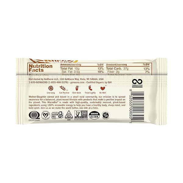 GOMACRO MACROBAR, SALTED CARAMEL & CHOCOLATE CHIPS, 2.3 OUNCE