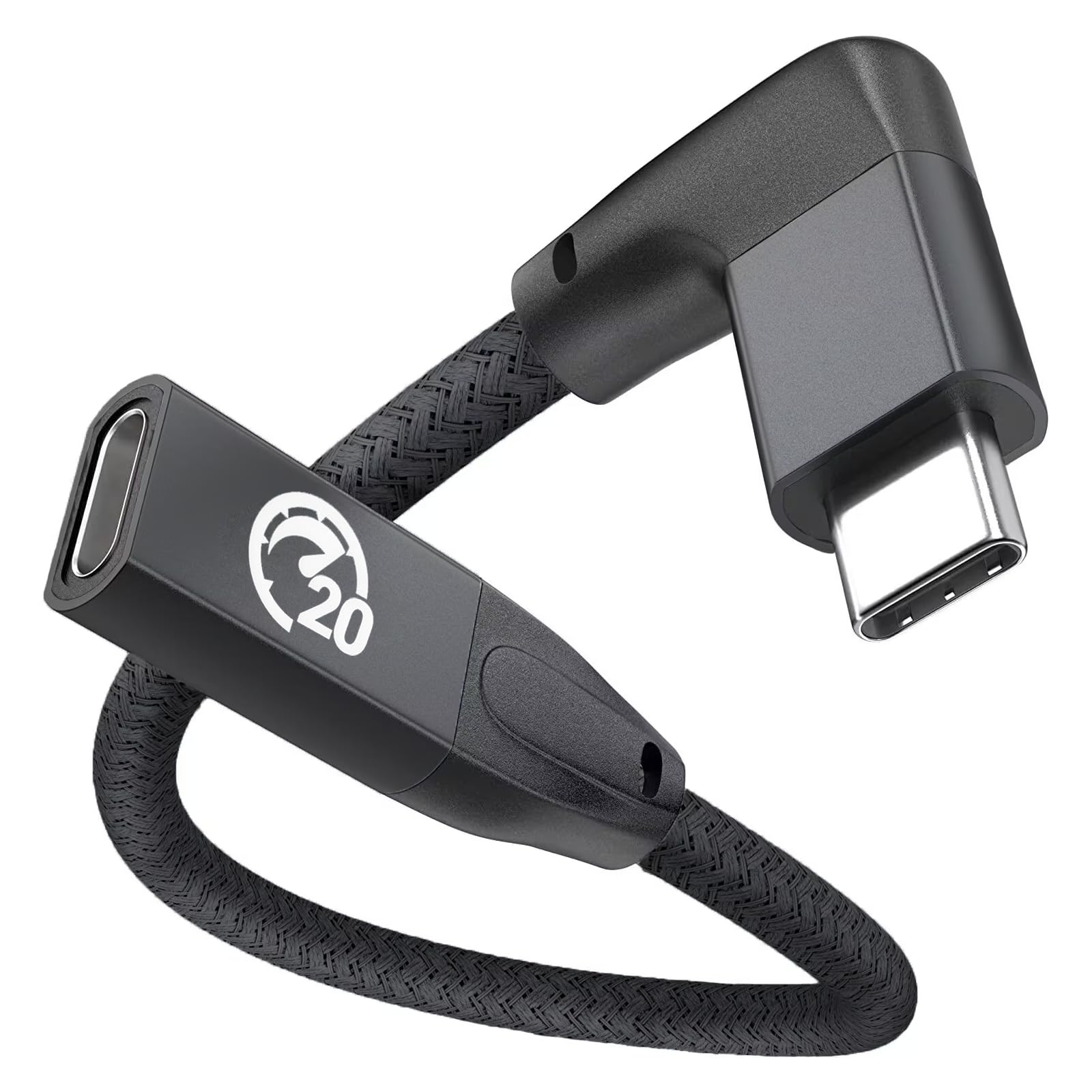 UseBean Short USB C Extension Cable 0.2m, Right Angle USB C 3.2 Gen 2 20Gbps, Type C Male to Female Fast Charge Cord, 90 Degree USBC Extender, 4K@60Hz Video for iPhone 16/15, Galaxy S25 S24, MacBook — image 1