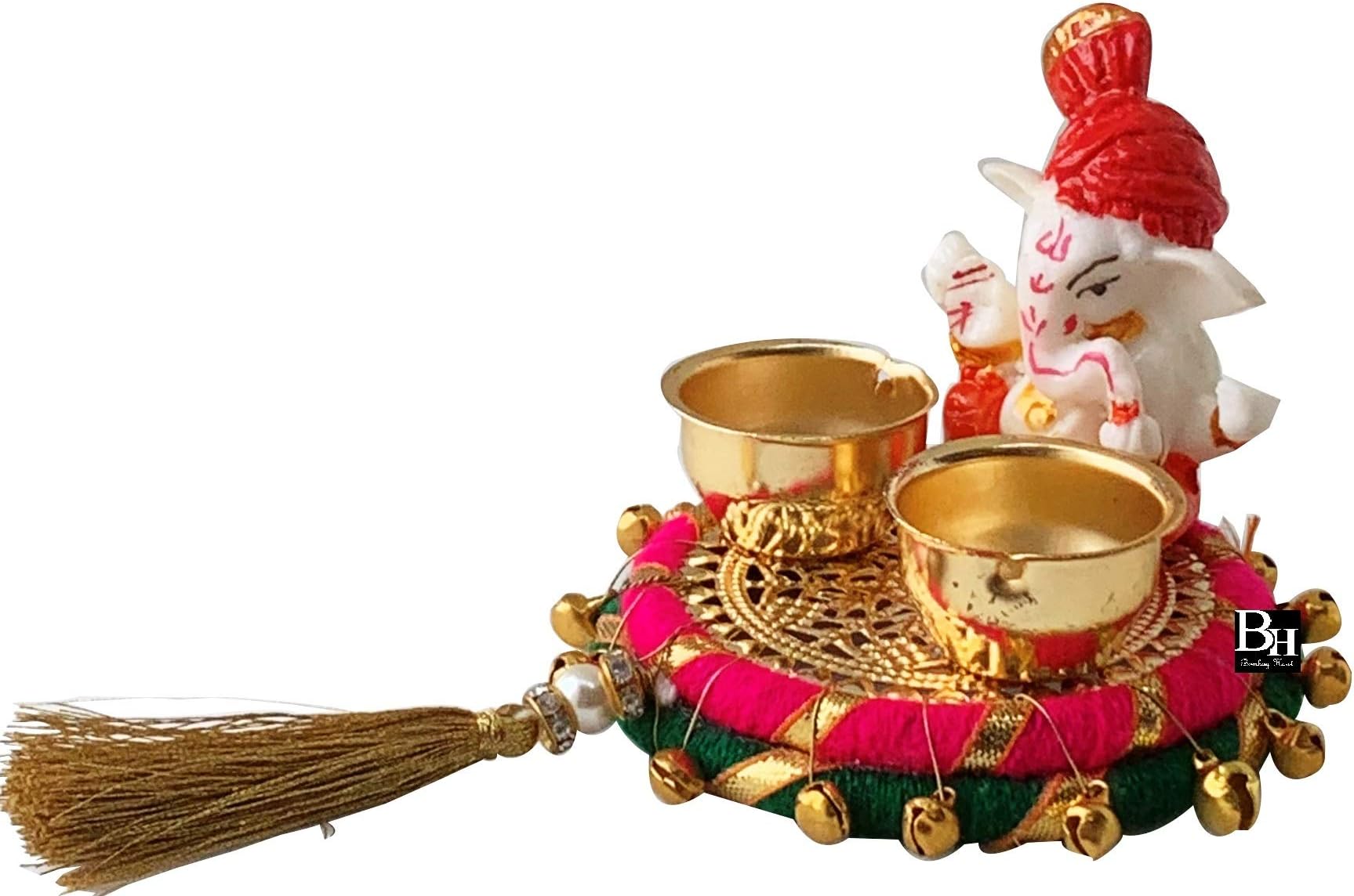 Bombay Haat Metal and Stone Kumkum Boxes (Multicolour)