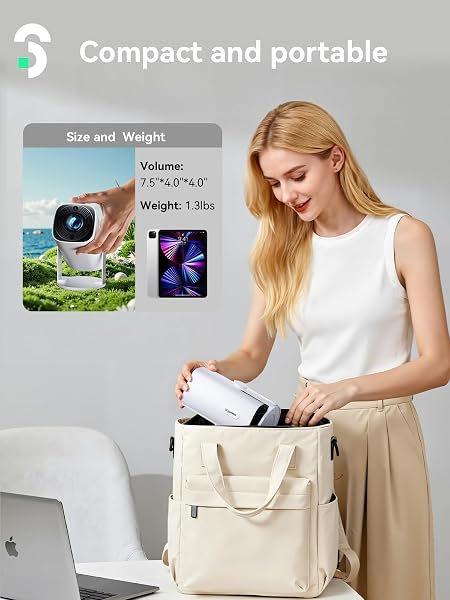 SOOMFON MINI PROJECTOR 1080P SUPPORT – PORTABLE SMALL VIDEO MOVIE PROJECTOR BLUETOOTH 5.1 AUTO KEYSTONE ELECTRIC FOCUS FOR BEDROOM/WALL/HOME/OUTDOOR/IPHONE/ANDROID/TV STICK