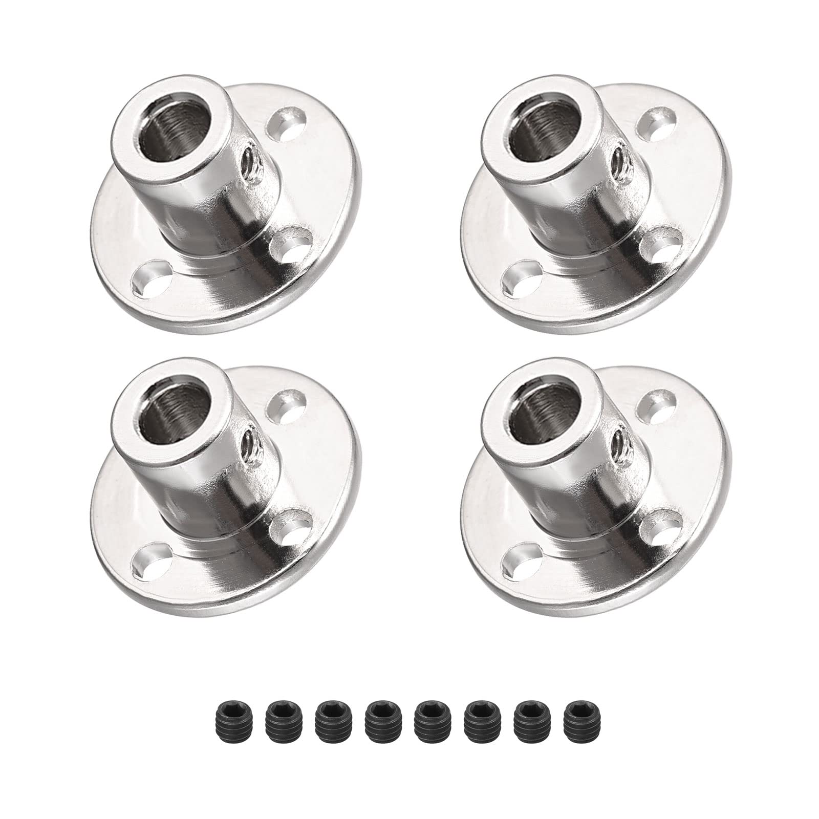 DMiotech 4 Pack 6mm Inner Dia H12xD10 Flange Coupling Connector Rigid Guide Shaft Support Coupler Shaft Coupling with Screws for DIY RC Model Motors Silver