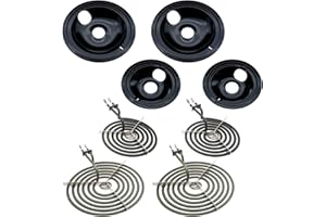 WB31M20 WB31M19 Porcelain Drip Pans and WB30M1 WB30M2 Surface Elements by SupHomie - Compatible with GE Hotpoint Range Stove