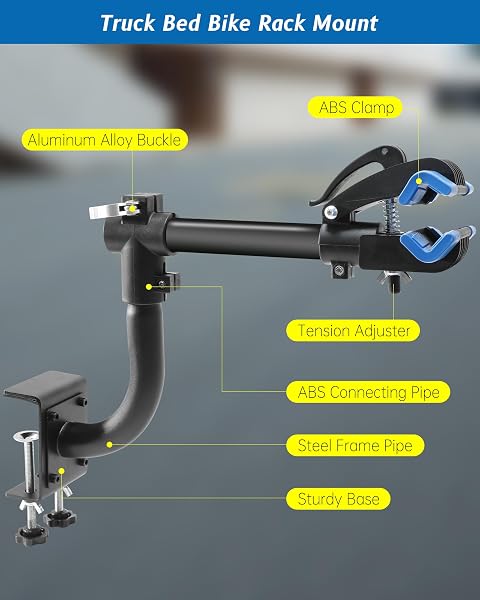 TRUCK BED BIKE RACK, PICKUP BED BIKE MOUNT FOR STANDARD PICKUP TRUCK WITH ANTI-COLLISION RUBBER PAD TO PROTECT THE PAINT SURFACE, NO REMOVE TIRE