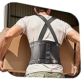 Medical-Grade Work Back Brace with Adjustable Shoulder Straps [Stronger Support & Breathable Mesh] Lower Back Support Belt for Men Women - Pain Relief for Lifting, Warehouse, Construction & Moving