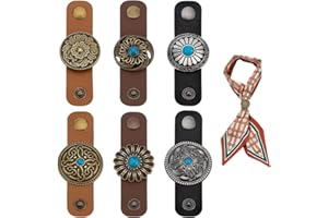 PH PandaHall 6 Styles Leather Scarf Ring Clasp Clips Flower Scarf Ring 8cm Long Vintage Neckerchief Slide Decorative Bandanas