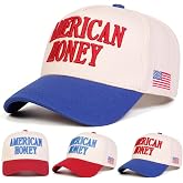 Piptong Women American Honey Trucker Hat Embroidered Flag Baseball Cap Casual Mesh Hat Travel Beach Festival Outdoor Street