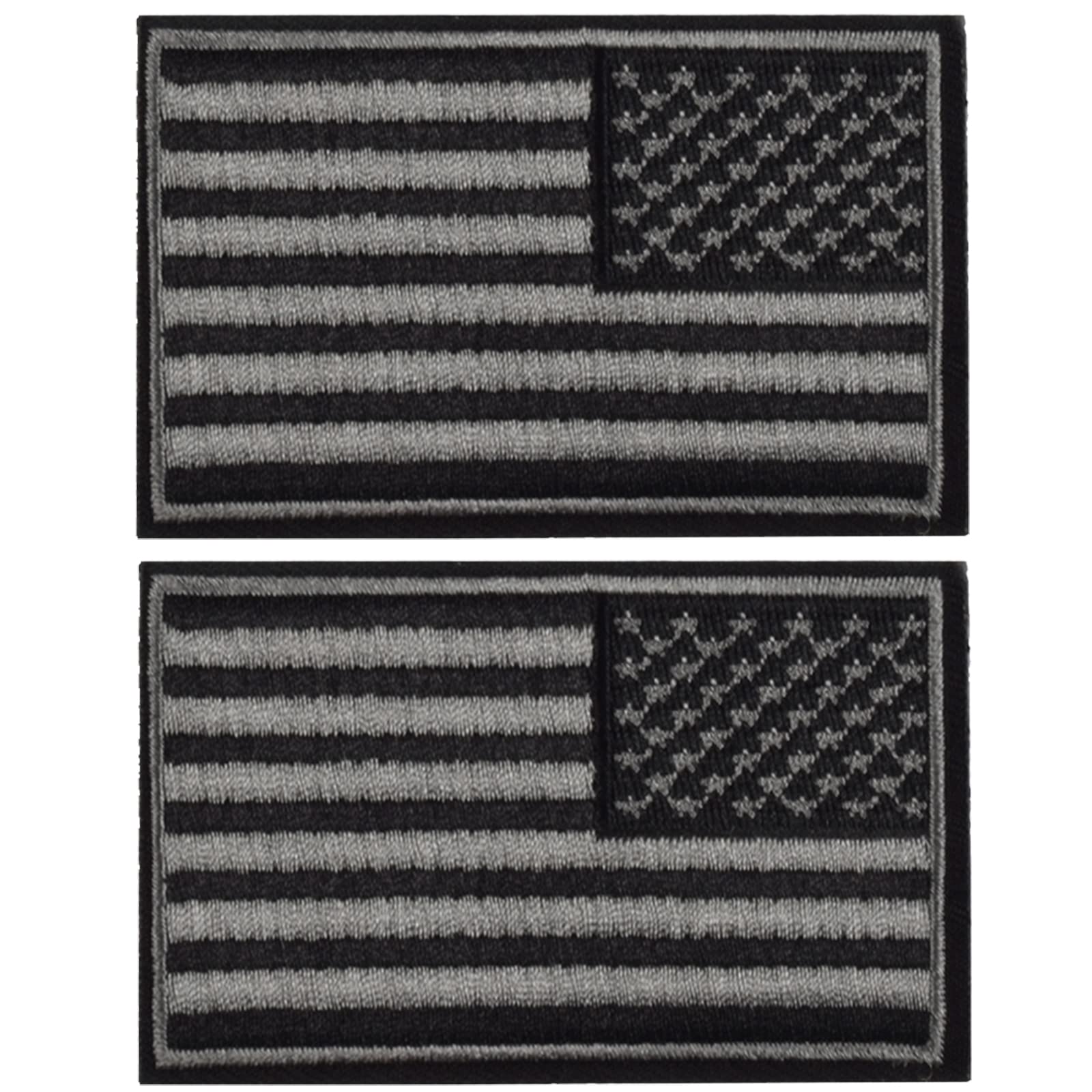 View 1 of 2 Pieces Tactical USA Flag Patch - Black & Gray American Flag US United States of America Military Uniform Emblem Patches-Style 1