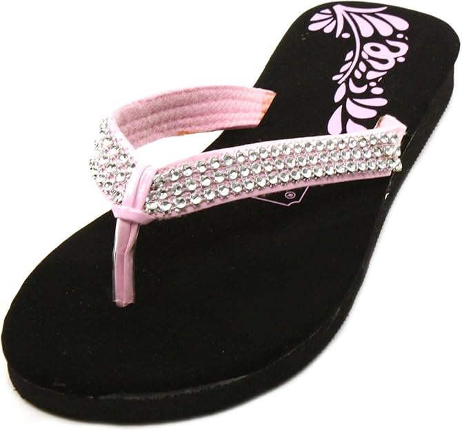 Amazon.com | Ladies Bling Bling Crystals Flip Flops Thongs Sandals Slippers Blk Pink Sz 6 | Shoes