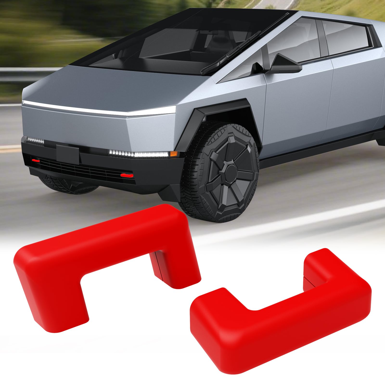 Photo 1 of Tesla Cybertruck Tow Hook Cover (2024-2025) - Front Hitch Cover Accessory, Custom Fit for Cybertruck - Red