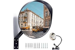 MOYU HOME 24" Adjustable Traffic Mirror, Outdoor Convex Mirror, Safety Mirror with Adjustable Bracket for Outdoor/Indoor Garage, Clear Parking View (Black)