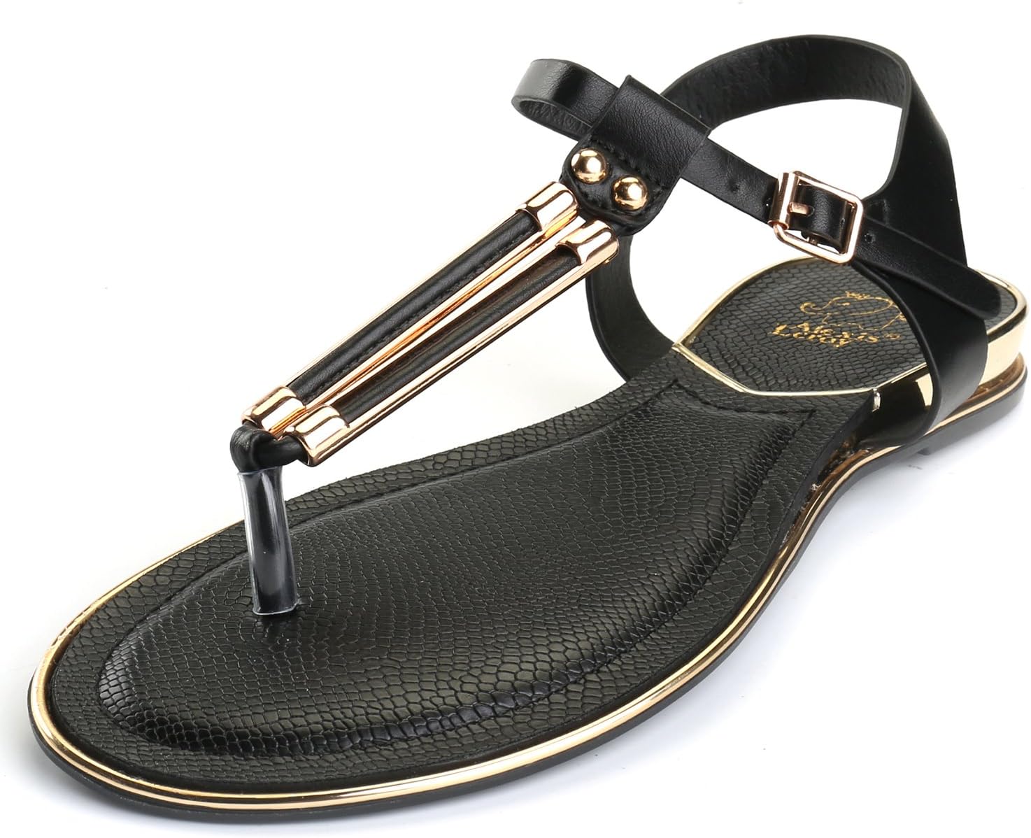 Alexis Leroy Women's Adjustable Ankle Strap Slingback Sandals Flats Thongs