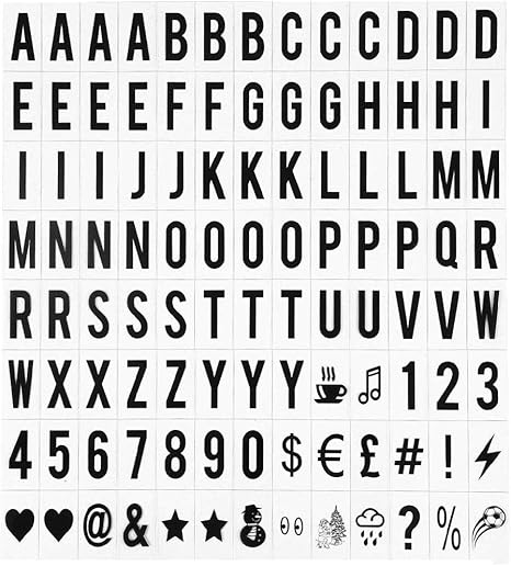 Snagarog 104 Stuck Diy Dekorativ Buchstabe Karte Buchstaben Set Schwarze Plattchen Buchstaben Zahlen Symbole Erganzungsset Fur Led Lightbox Leuchtkasten Erweiterung A3 A4 A5 Cinema Light Box Schwarz Amazon De Kuche Haushalt