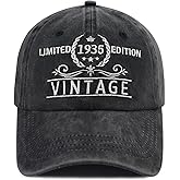 Goyklrb Limited Edition 1935 Baseball Hats for Men Women, Adjustable Cotton Embroidered 90th Birthday Baseball Cap