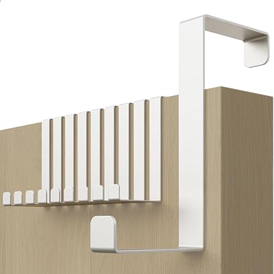 4smile Over Door Hook Set of 10 White Hangers Leaf Depth 3.6/4.1 cm