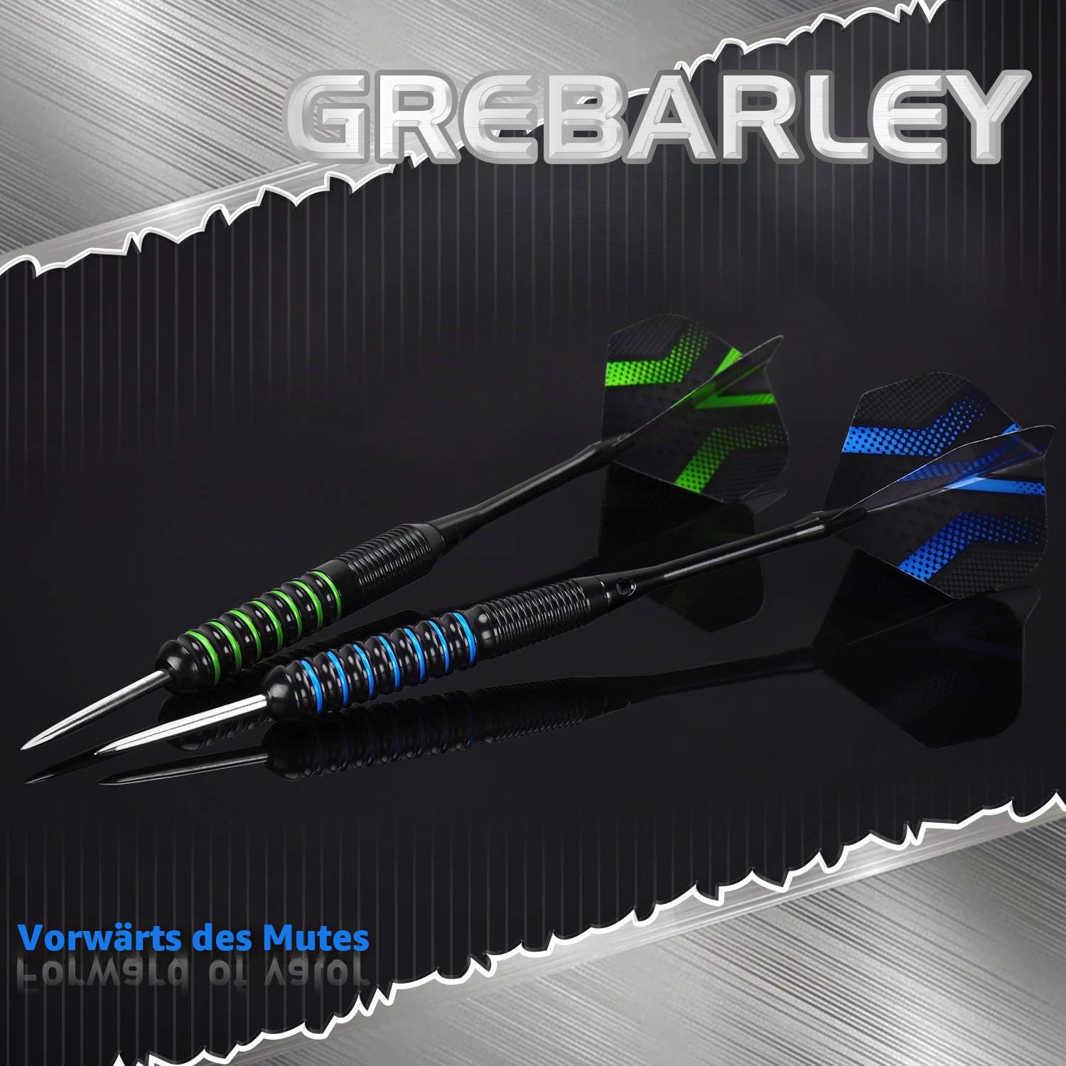 Grebarley Dartpfeile mit Metallspitze,12 Stück Profi Steeldarts 18 Aluminium Schaft mit 9 Flights 20 Orings 7