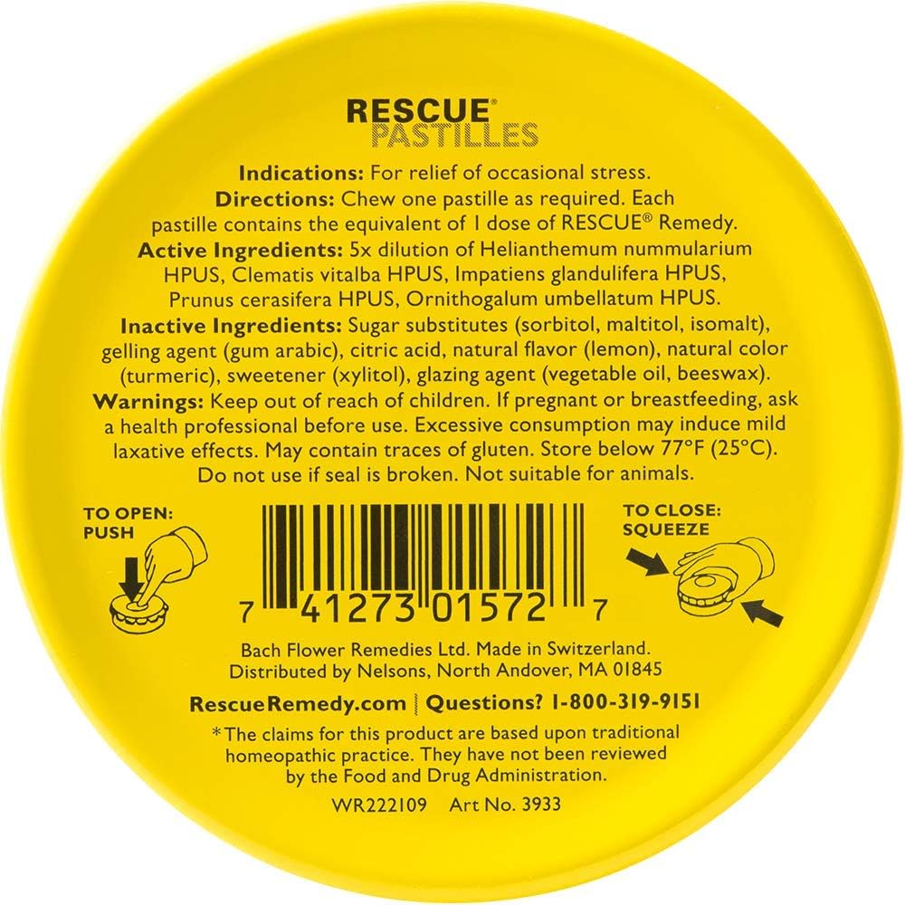 RESCUE PASTILLES, Homeopathic Stress Relief, Natural Lemon Flavor - 35 Pastilles, 1.7 Ounce: Health & Personal Care