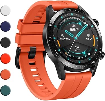 YHC Correas para Huawei Watch GT2/GT2 Classic/GT2 Pro 46mm,Compatible con Huawei Watch GT 2e/GT Sport Active 46mm(02-Naranja)