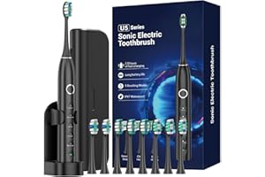 Ultrasonic Toothbrush for Adults - MISSCOZY Reachargeable Electric Toothbrush with 8 Brush Heads, Travling Case, 5 Modes & Sm