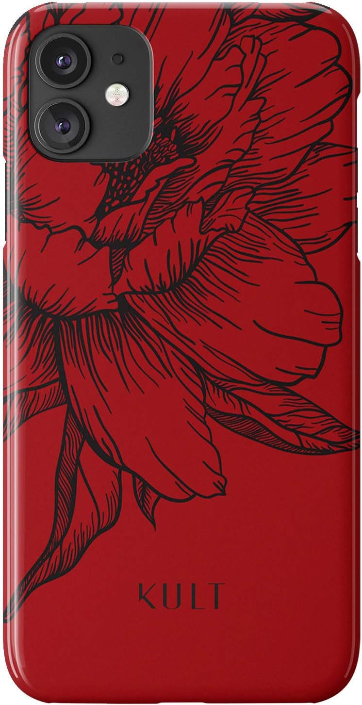 Amazon Com Kult Phone Case Compatible With Iphone 11 Red Peony Flower Aesthetic Fashion Designer Luxury Cute Pattern Super Slim Thin Protective Phone Accessories