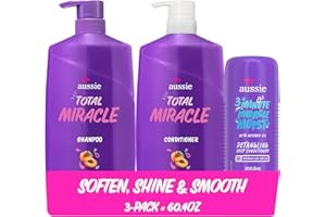 Aussie Total Miracle Hair Care Bundle: Shampoo, Conditioner, and 3 Minute Deep Treatment with Apricot & Macadamia Oil, Paraben-Free for Damaged Hair, 26.2 & 8 Fl Oz