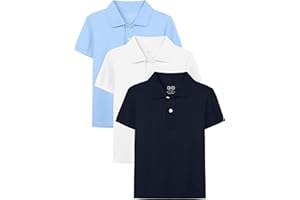 OHD 3 Pack Boys Polo Shirt Uniform School Polo Shirts for Boys Multiple Color Kids Short Sleeve Polo Size 3T-14