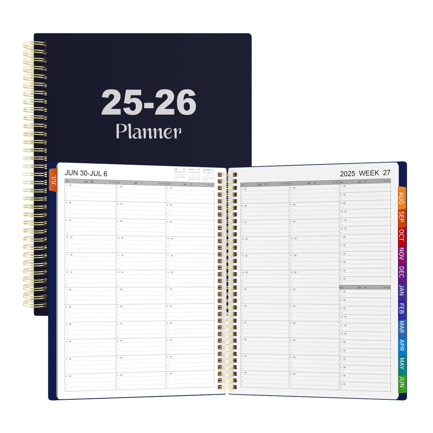 Photo 1 of 2025-2026 Appointment Book, 25-26 Planner Quarter-Hourly, Weekly & Monthly - from July 2025 - June 2026, A4 Weekly Planner with Colorful Tabs, Hardover, Note Pages, Pockets, Spiral Binding (8.5"x11")