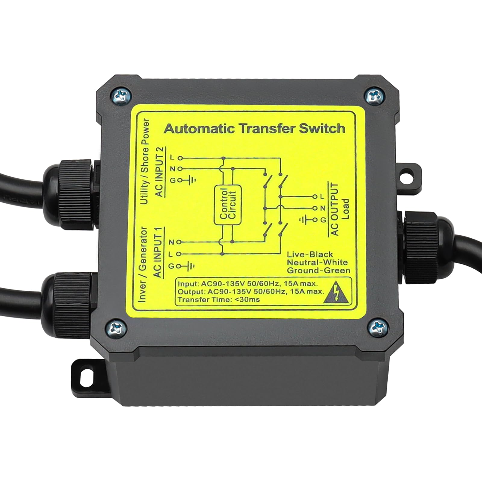 KUTTOLE 15 Amp Transfer Switch, Dual Power