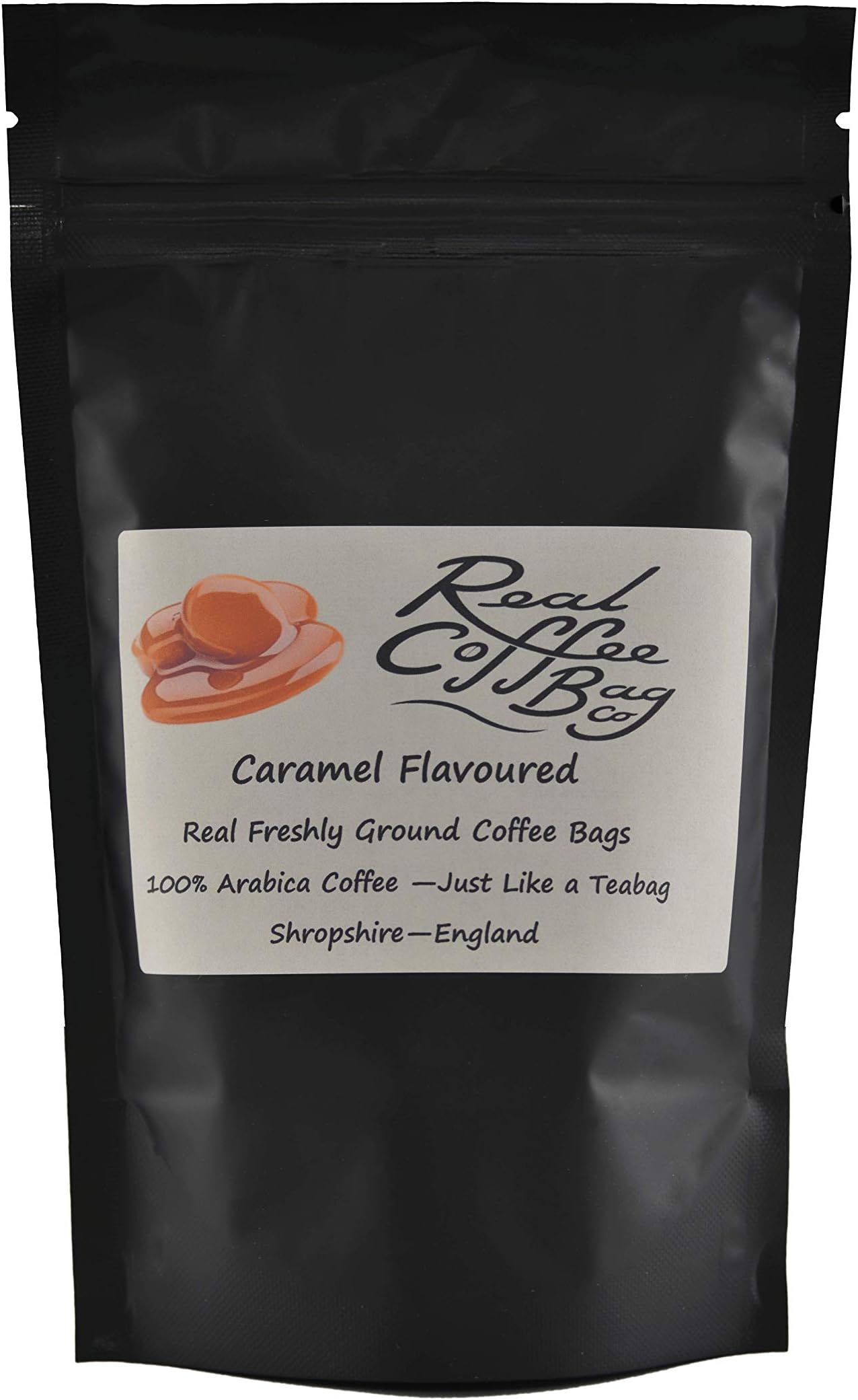 Caramel Flavoured Instant Ground Coffee Bags (25 Bags) - 225 g by Real Coffee Bags Co.