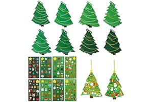 Lot de 24 décorations de sapin de Noël en papier cartonné avec autocollants et rubans pour enfants, décorations de vacances, 