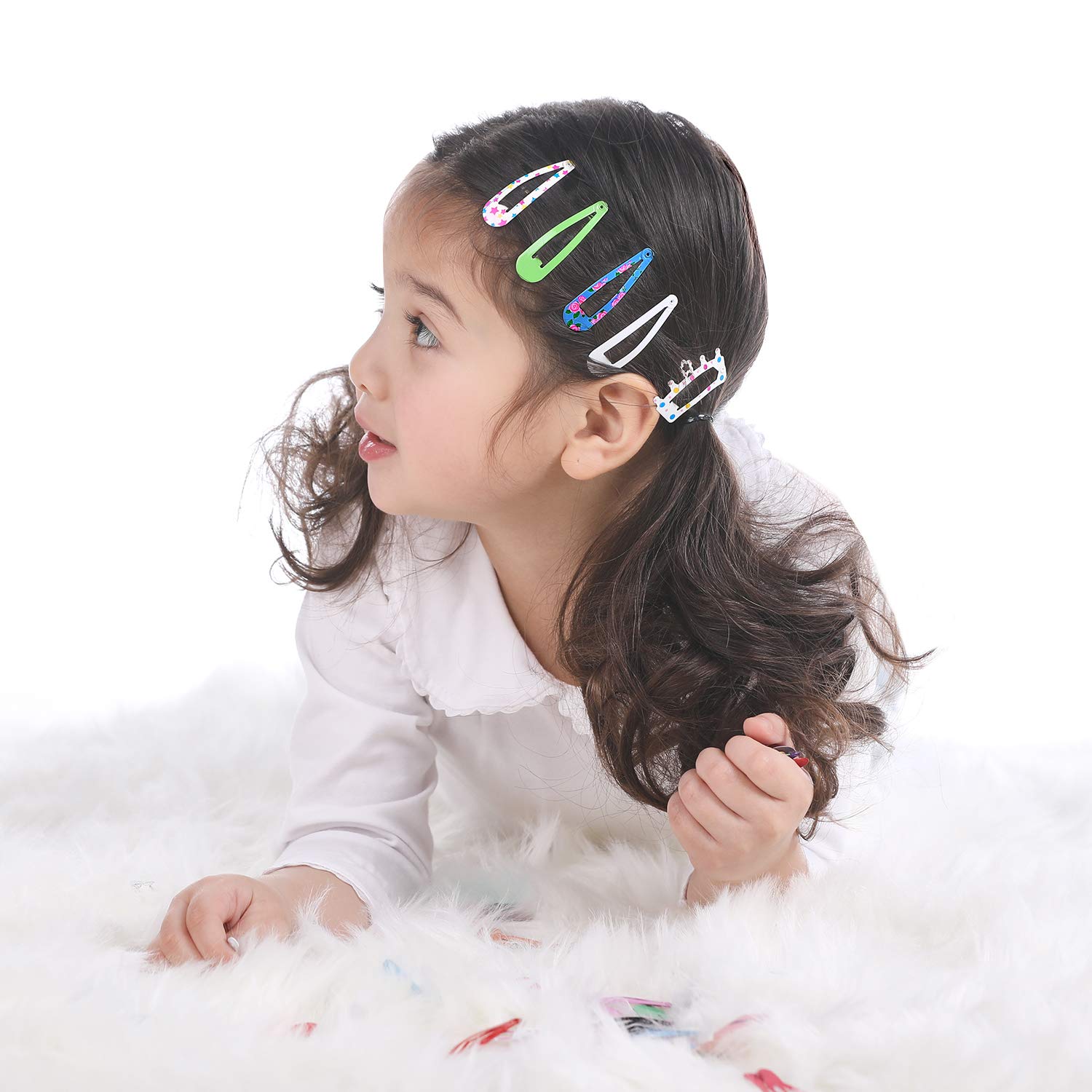 Hair Clips for Girls, Funtopia 100 Pcs No Slip Metal Snap Hair Clips Barrettes for Kids Teens Women, Cute Candy Color Cartoon Design Hair Pins (Animals Fruits Crowns Stars) : Beauty