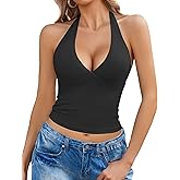 Avidlove Women's Halter Crop Top Sexy Deep V Neck Tank Crop Top Going Out Backless Summer Slim Tank Tops
