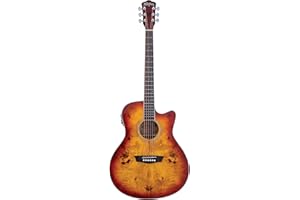Washburn Deep Forest Burl 6 String Acoustic-Electric Guitar, Right, Amber Fade (DFBACEA)